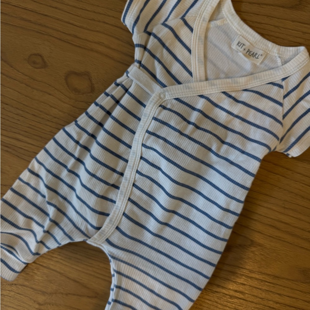 Striped Blue and White Kids One Piece